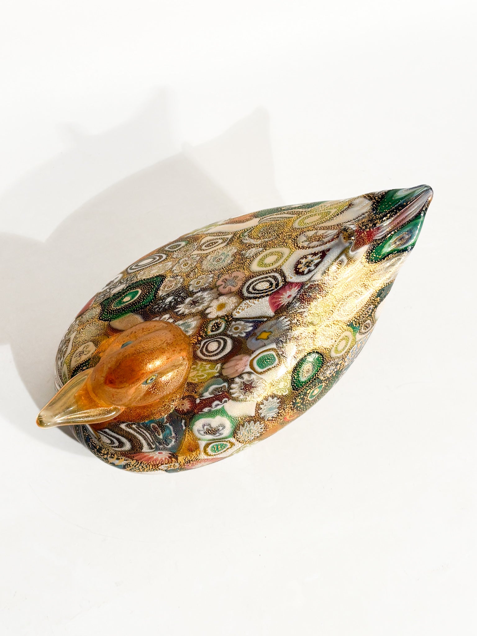 Papera in Vetro di Murano con Murrine e Foglia d'Oro Anni 80