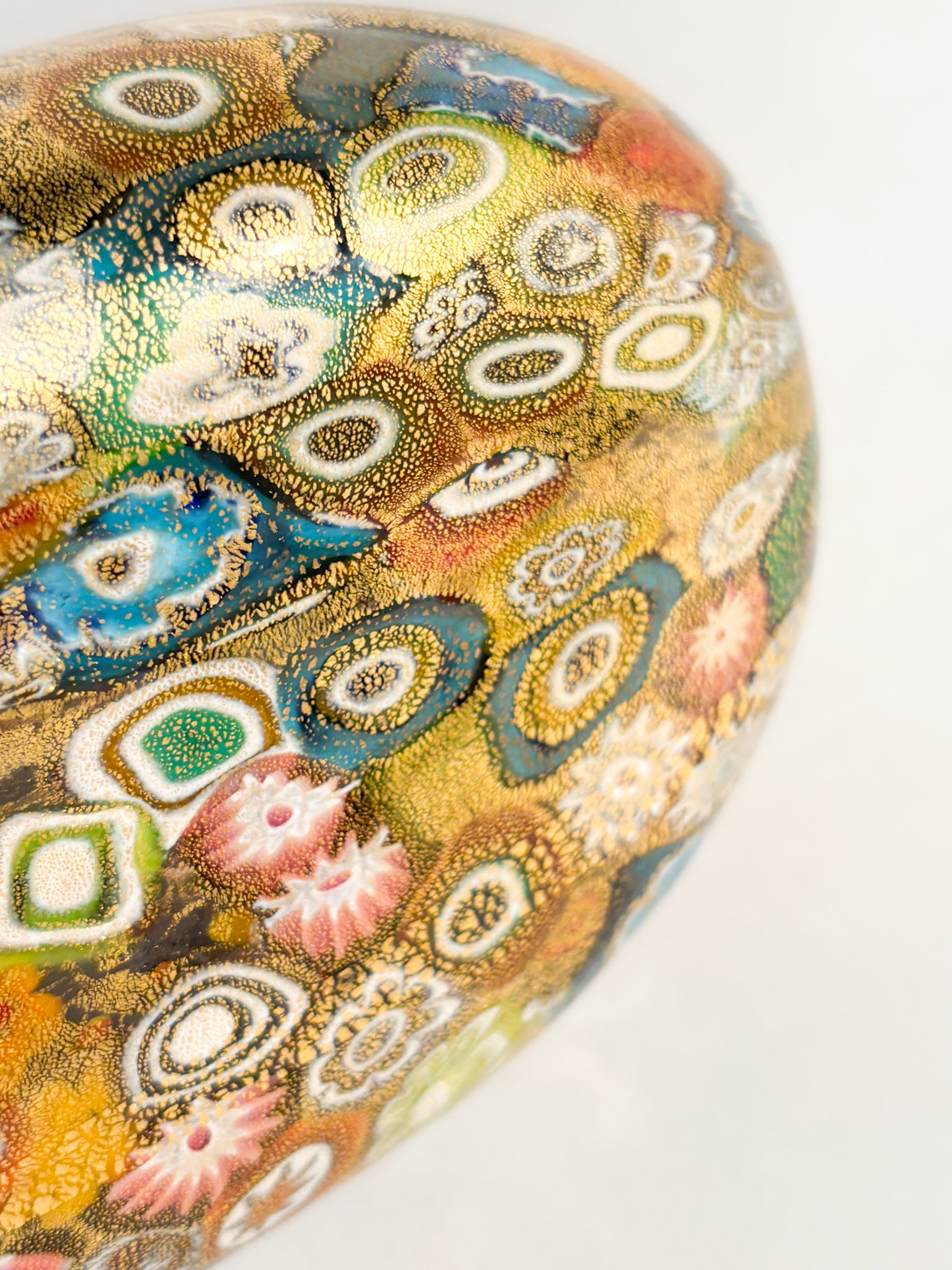 Papera in Vetro di Murano con Murrine e Foglia d'Oro Anni 80