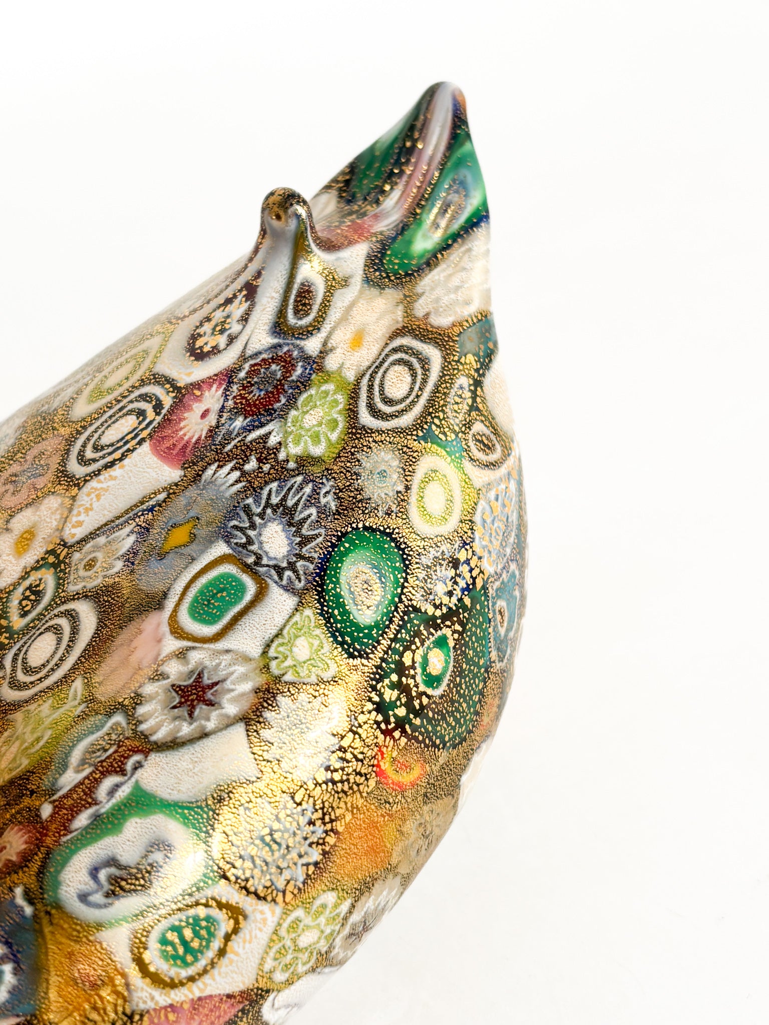 Papera in Vetro di Murano con Murrine e Foglia d'Oro Anni 80