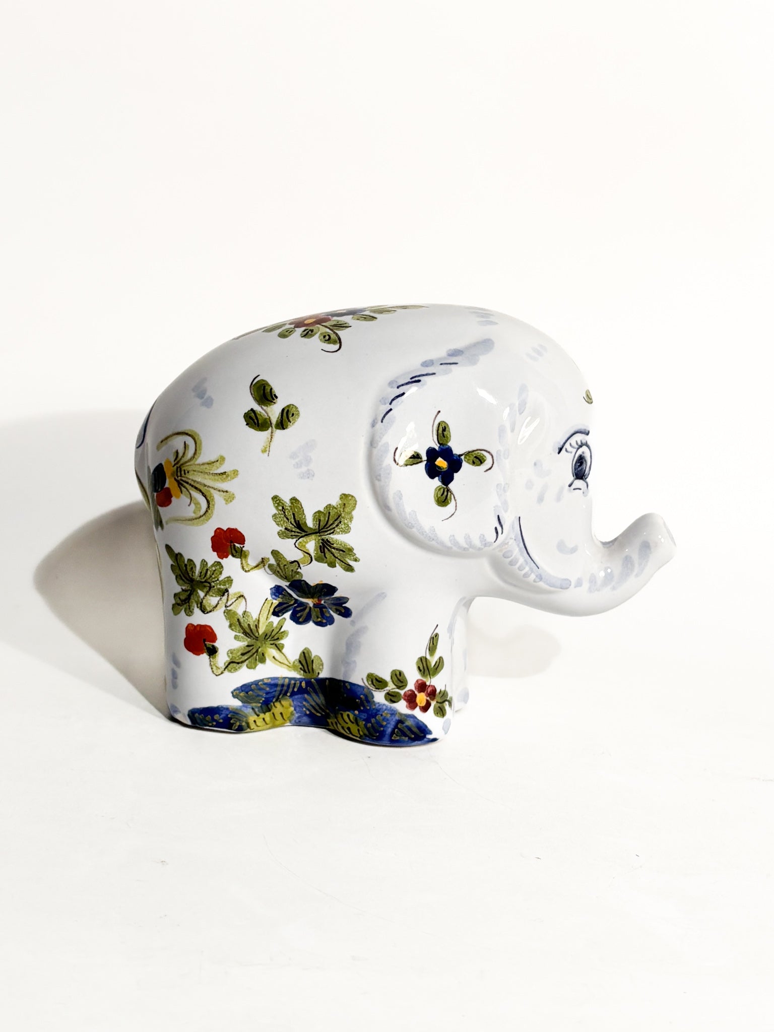 Elefante in Ceramica di Faenza Dipinta a Mano Anni 80