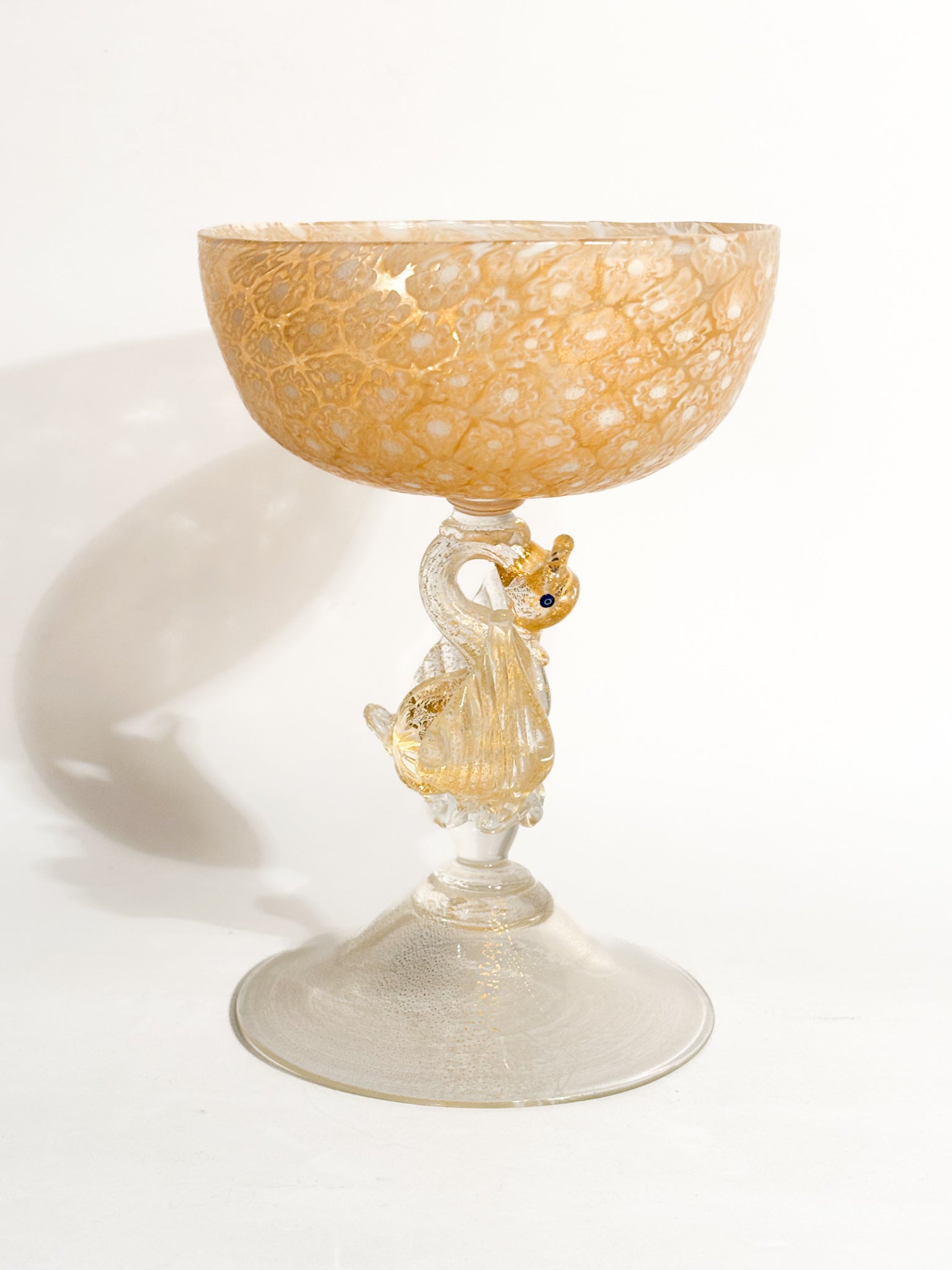 Bicchiere in Vetro di Murano con Murrine e Foglia d'Oro Anni 50