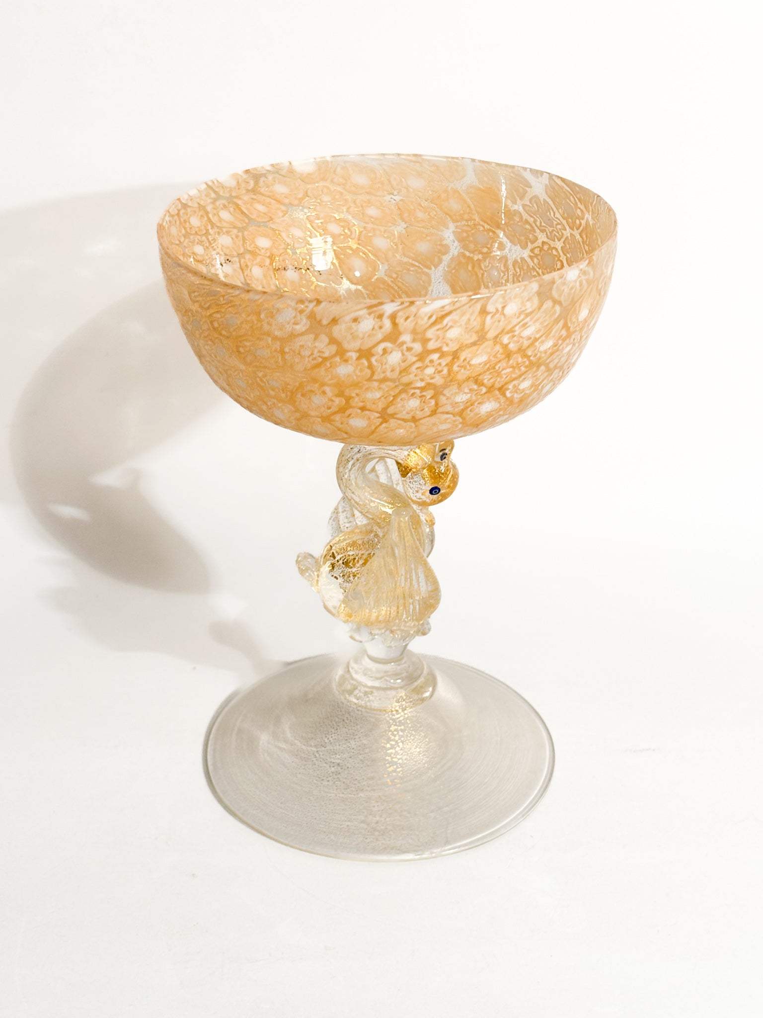 Bicchiere in Vetro di Murano con Murrine e Foglia d'Oro Anni 50