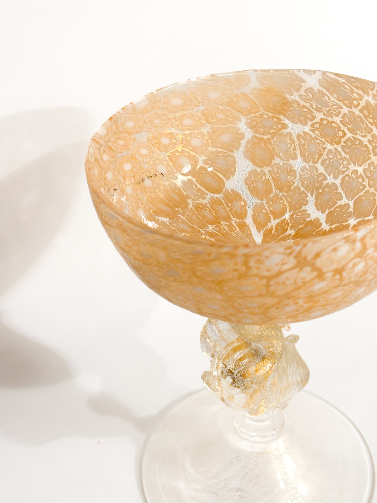 Bicchiere in Vetro di Murano con Murrine e Foglia d'Oro Anni 50