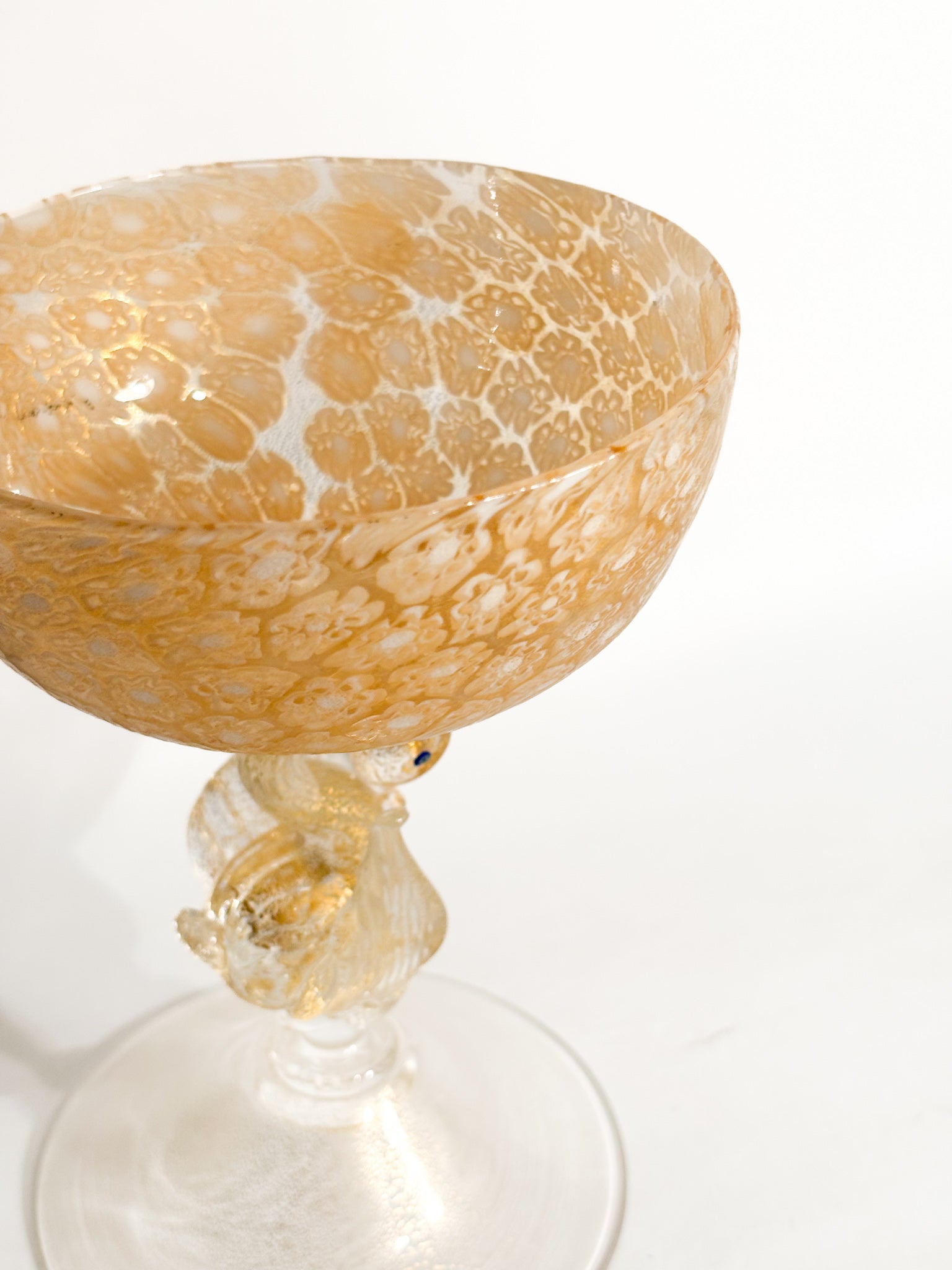 Bicchiere in Vetro di Murano con Murrine e Foglia d'Oro Anni 50