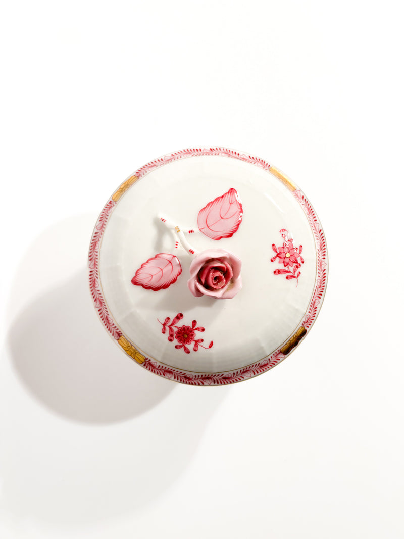Scatola Zuccheriera in Porcellana di Herend Apponyi Pink Anni 50