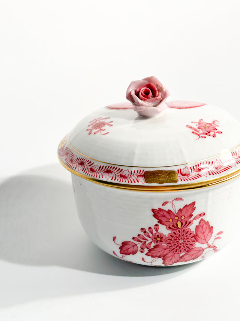 Herend Apponyi Pink Porcelain Sugar Bowl Box from the 1950s