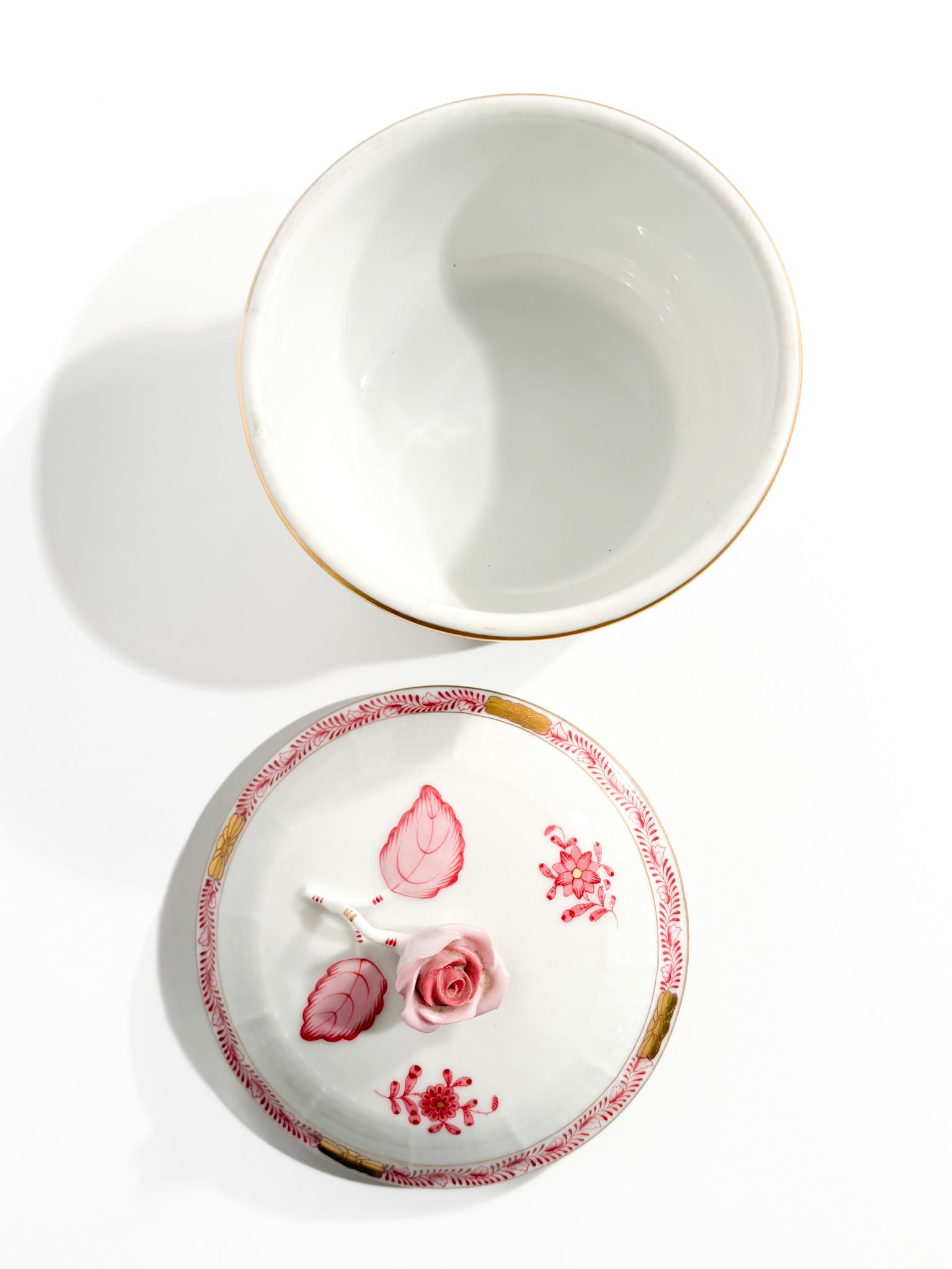 Herend Apponyi Pink Porcelain Sugar Bowl Box from the 1950s