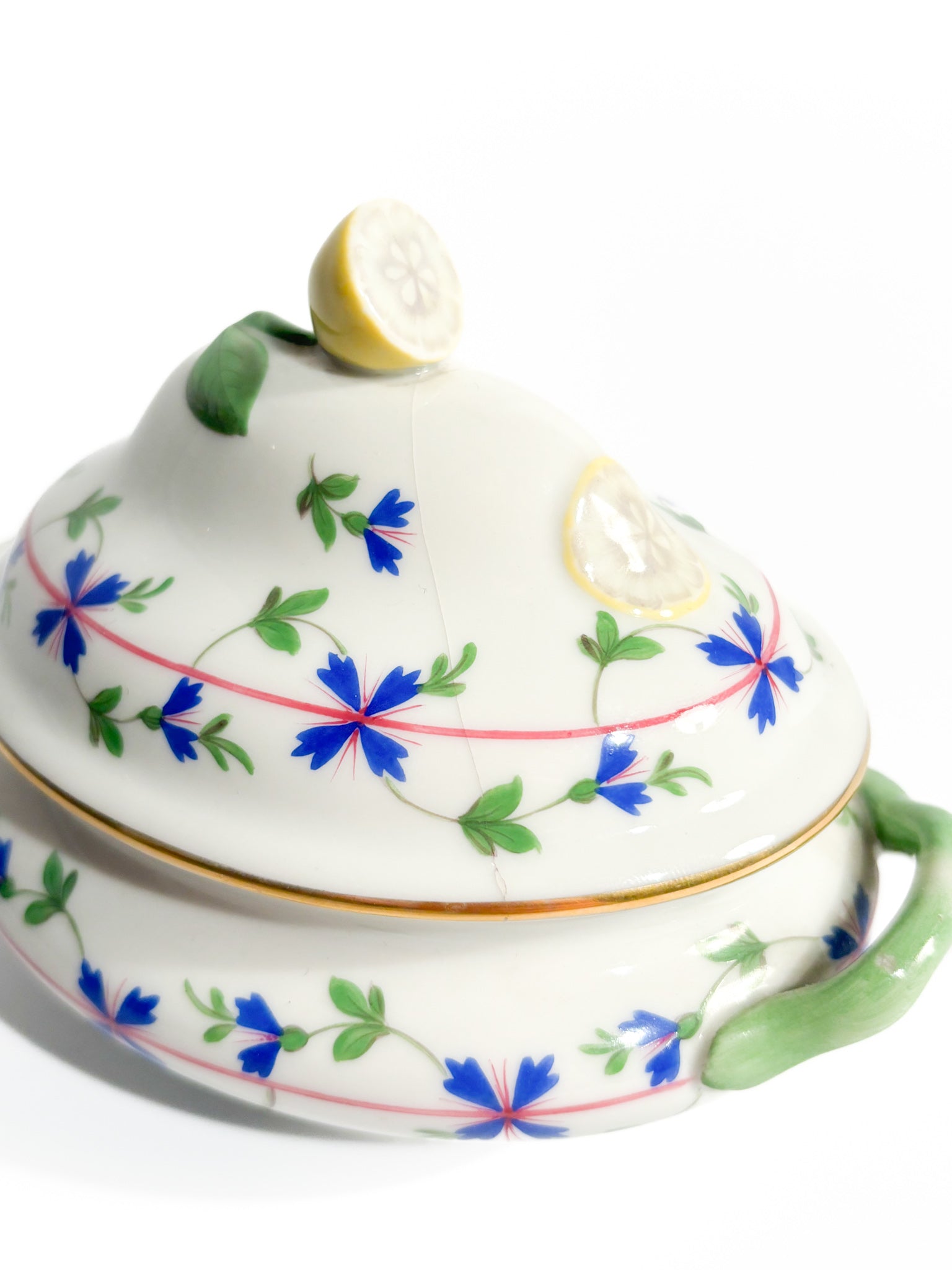 Blue Garland Lemon Herend Porcelain Box from the 1950s