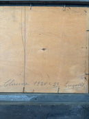 Dipinto Olio su Tavola di Clusone con Treno di Leonardi del 1928-1929