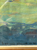 Dipinto Tempera di Carta 'Il Catenaccio al Tramonto da Fiè' di Fausto Cattaneo del 1950