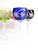 Set di Sei Bicchieri Multicolore in Cristallo Francese Anni 50