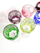 Set di Sei Bicchieri Multicolore in Cristallo Francese Anni 50