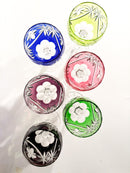 Set di Sei Bicchieri Multicolore in Cristallo Francese Anni 50