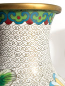 Coppia di Vasi Cinesi Cloisonné con Motivi Floreali e Colibrì Anni 50