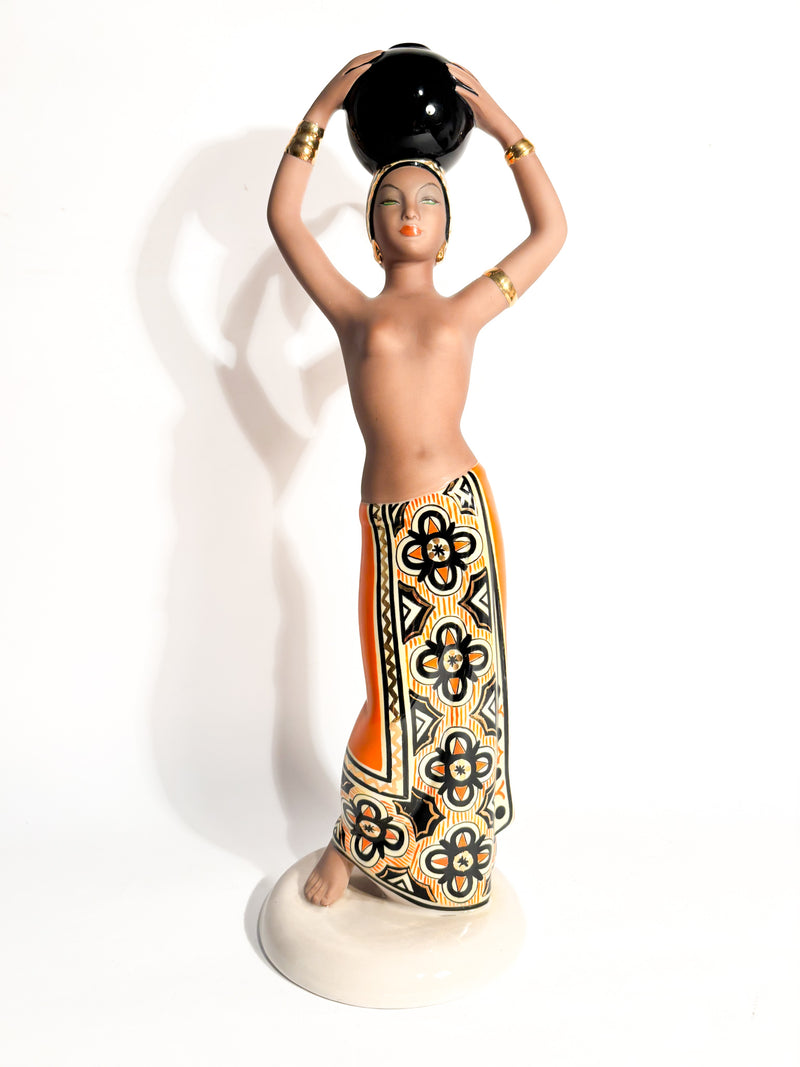 Scultura Art Deco "Dihula" in Ceramica di C.I.A. Manna Anni 40