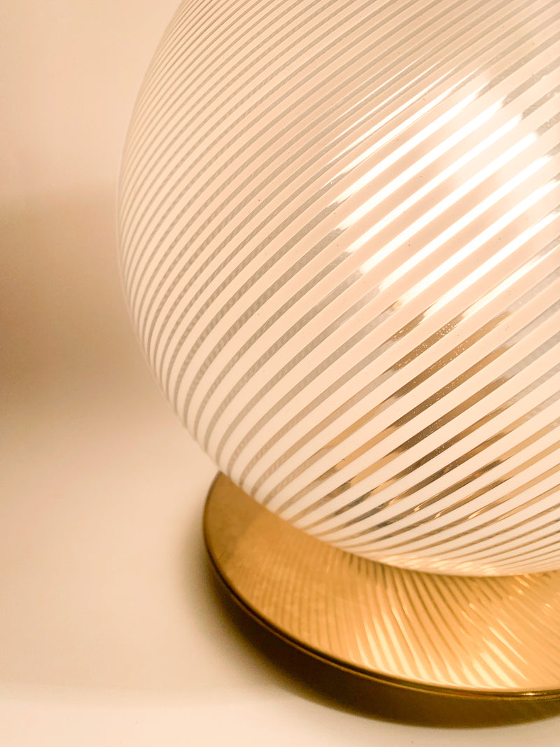 White Spiral Murano Glass and Brass Bubble Lamp, 1960s