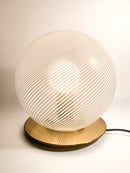White Spiral Murano Glass and Brass Bubble Lamp, 1960s