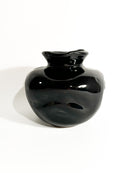 Dented Italian Painted Black Ceramic Vase from the 1980s
