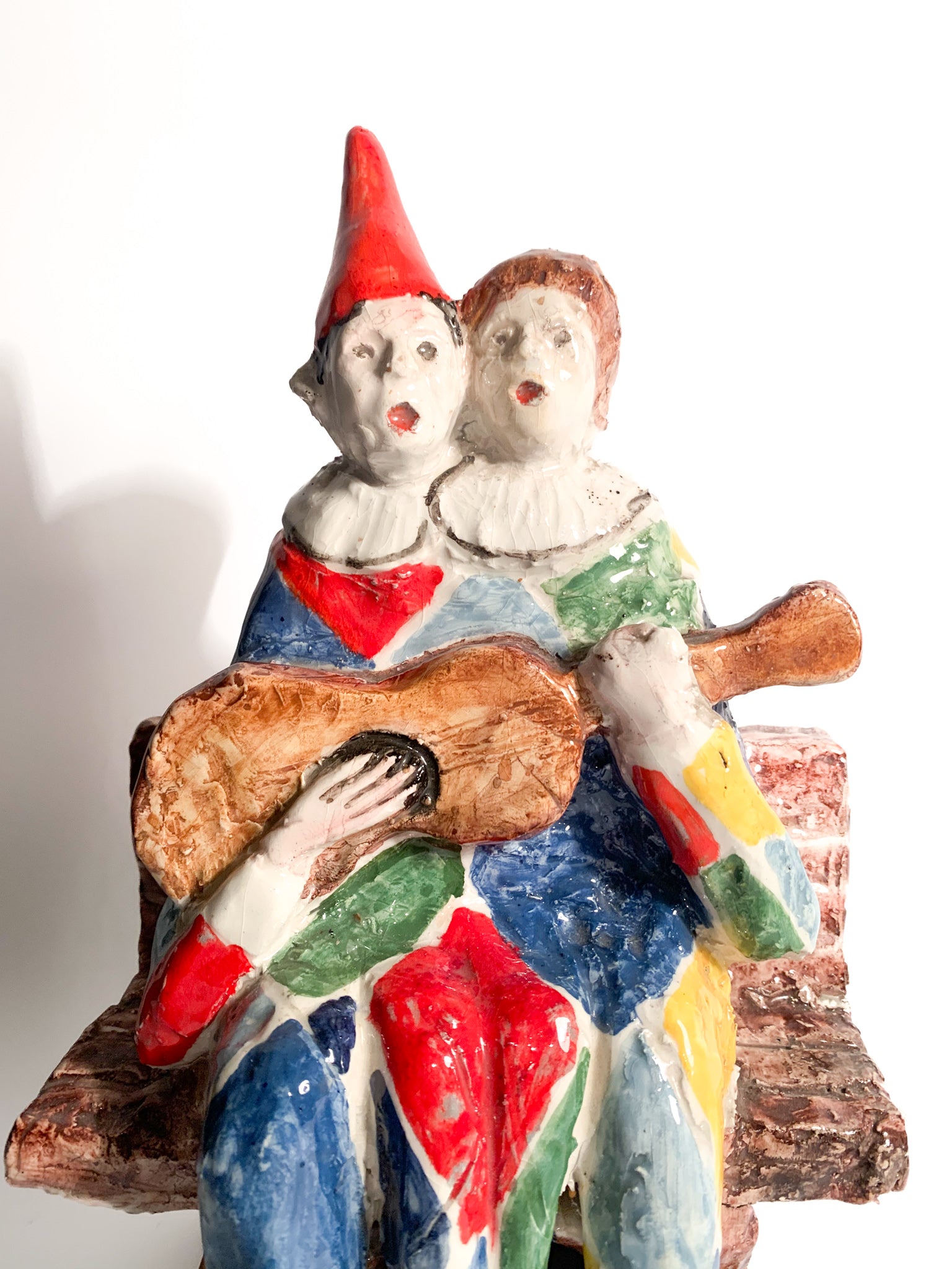 Ceramic Sculpture of a Couple of Musicians by Walter Pozzi, 1980s