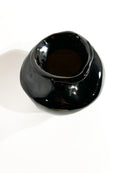 Dented Italian Painted Black Ceramic Vase from the 1980s