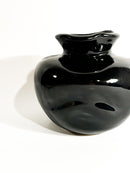 Dented Italian Painted Black Ceramic Vase from the 1980s