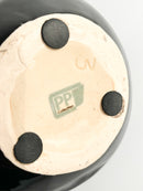 Dented Italian Painted Black Ceramic Vase from the 1980s