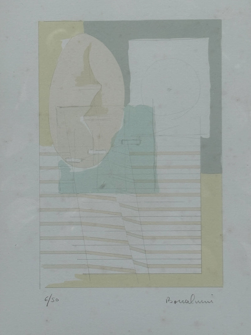 Silkscreen on Paper "Composition" by Agostino Bonalumi from 1995