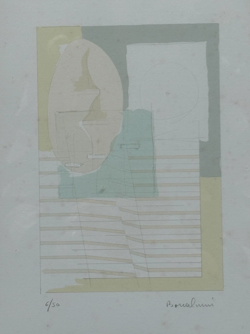 Silkscreen on Paper "Composition" by Agostino Bonalumi from 1995