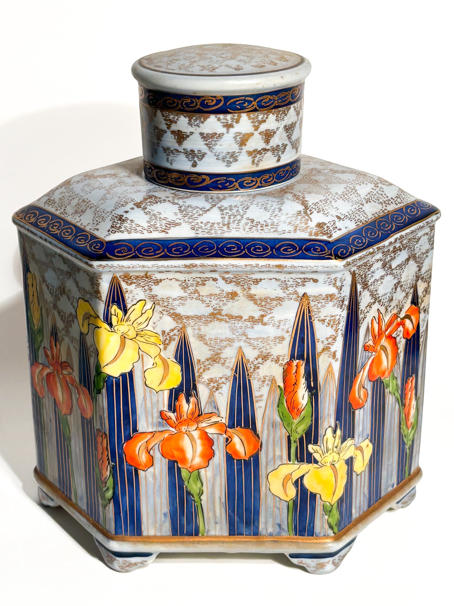 Art Nouveau Potiche Vase in Hand-Painted Italian Ceramic 1920s