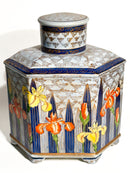 Vaso Potiche Art Nouveau in Ceramica Italiana Dipinta a Mano Anni 20