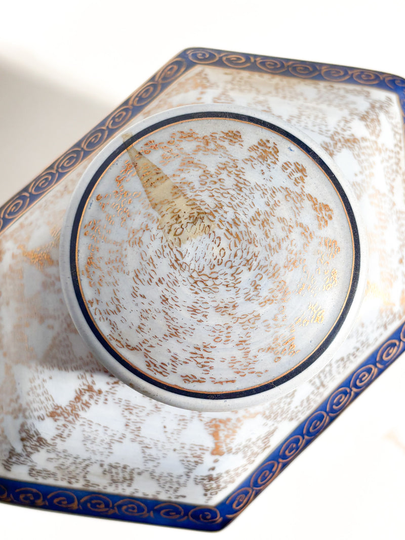 Vaso Potiche Art Nouveau in Ceramica Italiana Dipinta a Mano Anni 20