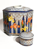 Vaso Potiche Art Nouveau in Ceramica Italiana Dipinta a Mano Anni 20