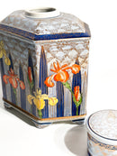 Vaso Potiche Art Nouveau in Ceramica Italiana Dipinta a Mano Anni 20