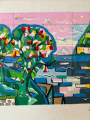 Litografia di Paesaggio di Ibrahim Kodra Anni 70