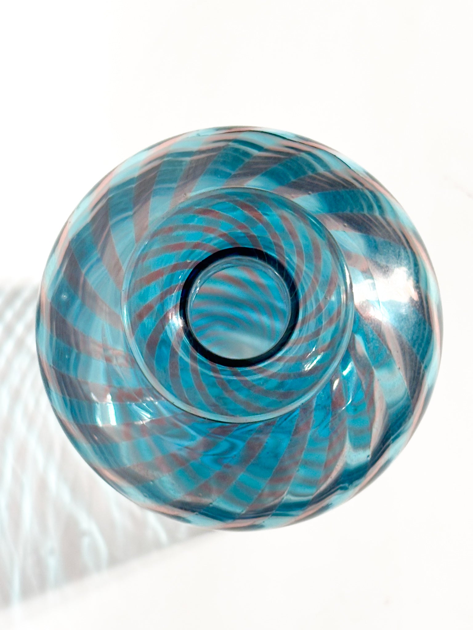 Monofiore La Murrina Vase in Murano Glass Blue and Pink Cane Work 80s