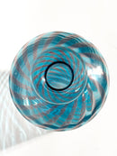 Vaso Monofiore La Murrina in Vetro di Murano Azzurro e Rosa Lavorazione a Canne Anni 80