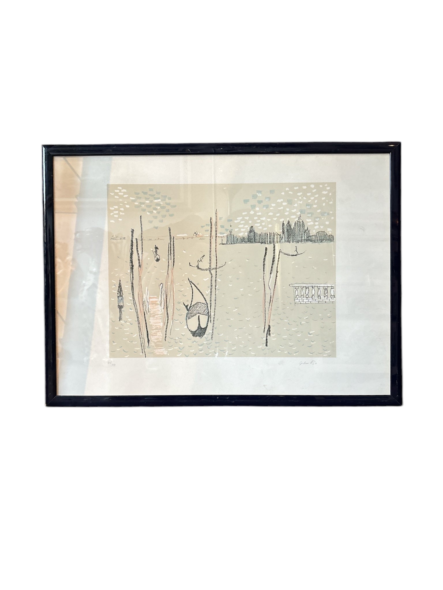 Lithograph of Venice by Adriano Spilimbergo, 1960s