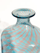Vaso Monofiore La Murrina in Vetro di Murano Azzurro e Rosa Lavorazione a Canne Anni 80