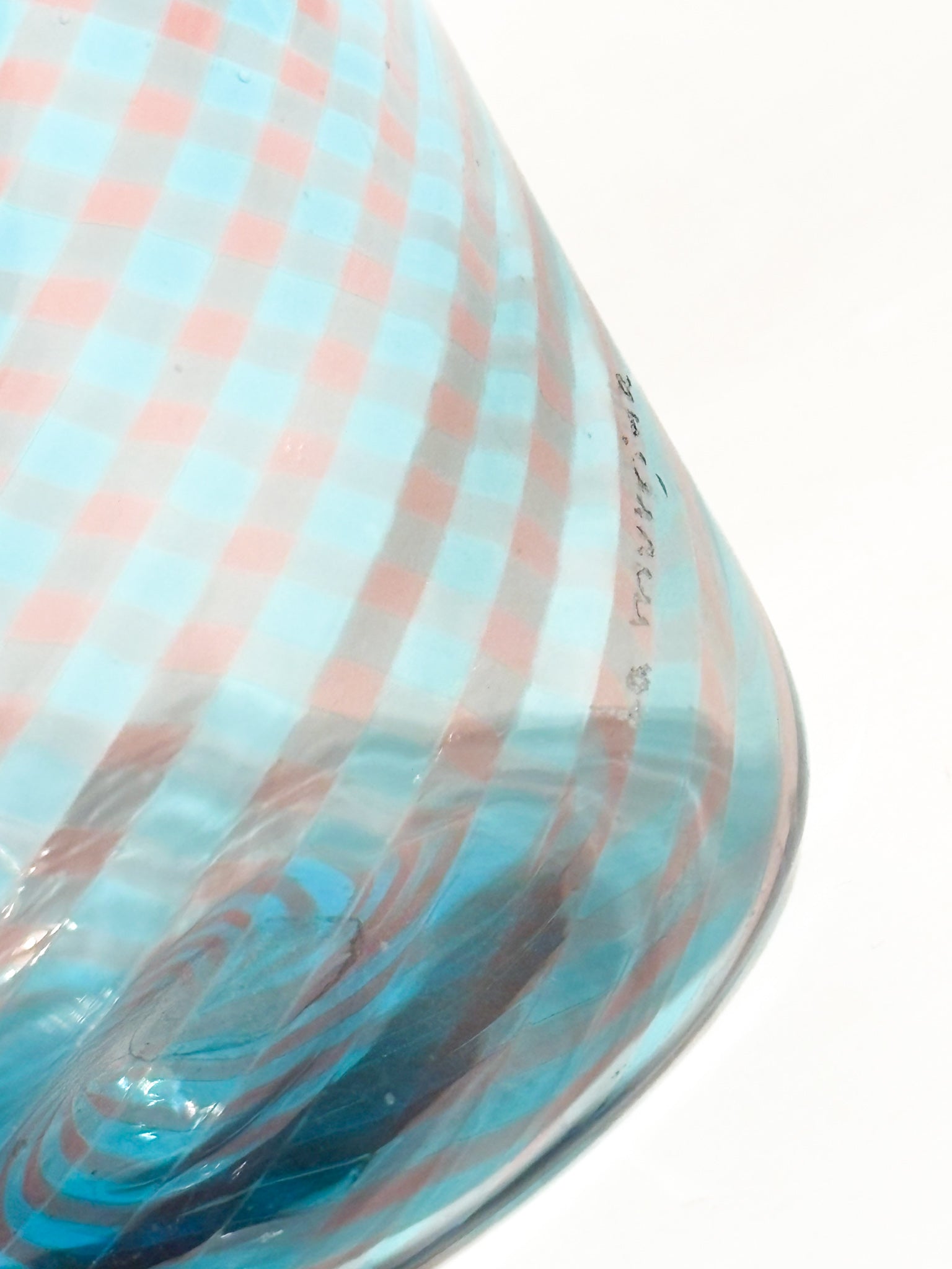Monofiore La Murrina Vase in Murano Glass Blue and Pink Cane Work 80s