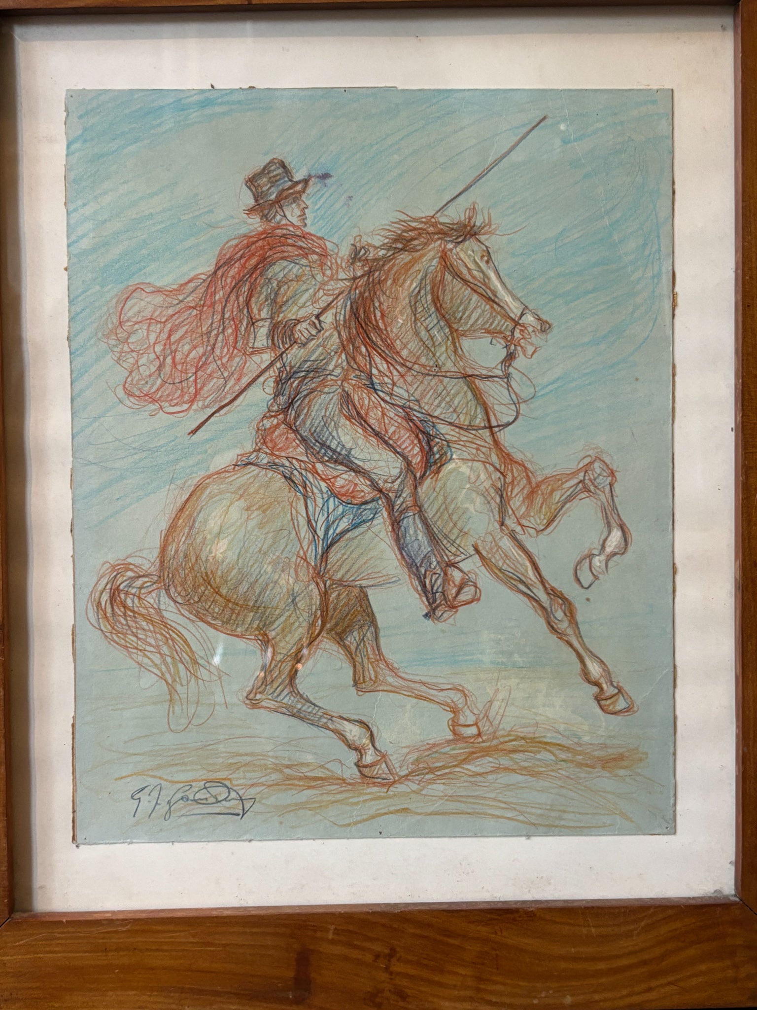 Pastel Painting by Buttero by Giovan Francesco Gonzaga, 1970s