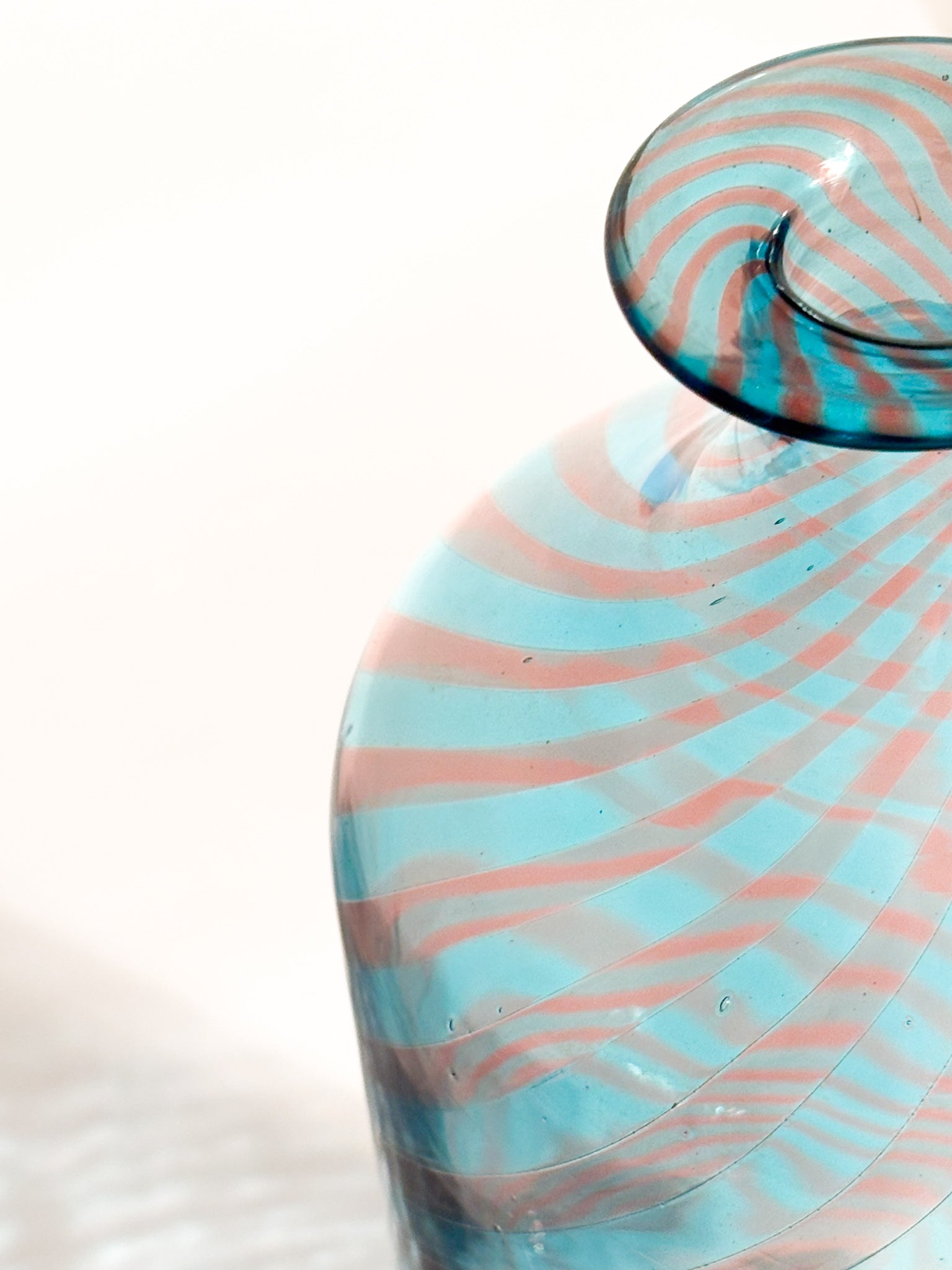 Monofiore La Murrina Vase in Murano Glass Blue and Pink Cane Work 80s