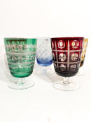 Set da Sei Bicchieri Multicolore in Cristallo di Boemia Anni 90