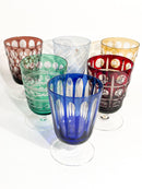Set da Sei Bicchieri Multicolore in Cristallo di Boemia Anni 90
