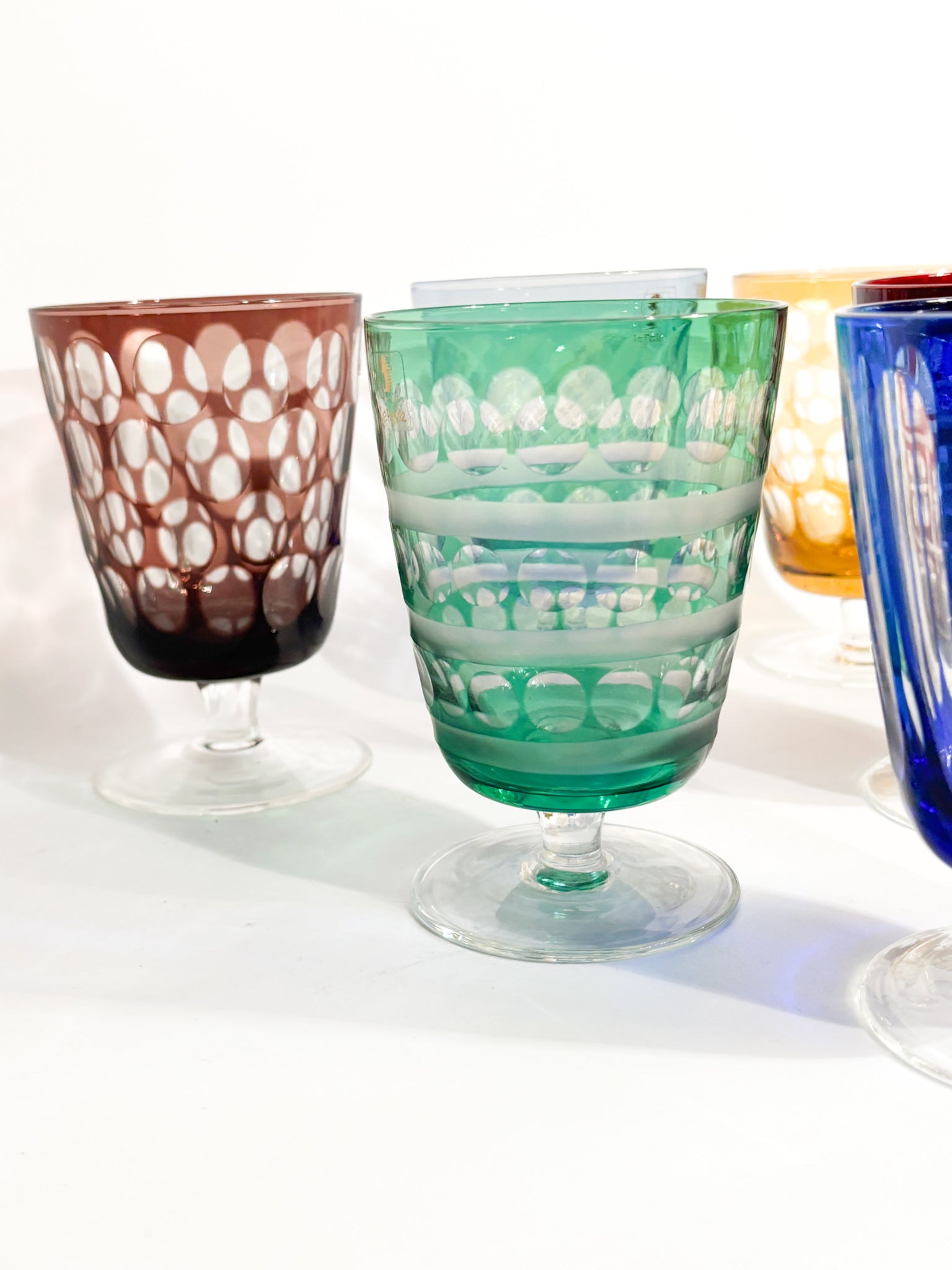 Set da Sei Bicchieri Multicolore in Cristallo di Boemia Anni 90