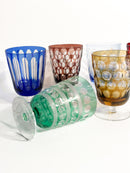 Set da Sei Bicchieri Multicolore in Cristallo di Boemia Anni 90