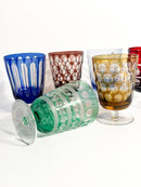 Set da Sei Bicchieri Multicolore in Cristallo di Boemia Anni 90