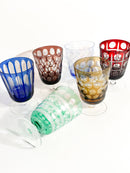 Set da Sei Bicchieri Multicolore in Cristallo di Boemia Anni 90