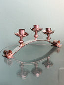 Portacandele Triplo in Metallo Argentato Manifattura Italiana Anni 50