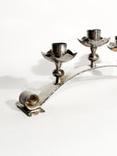 Portacandele Triplo in Metallo Argentato Manifattura Italiana Anni 50