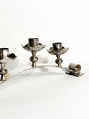 Portacandele Triplo in Metallo Argentato Manifattura Italiana Anni 50